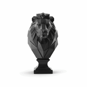 Low Poly Lion Bust Modern Geometric Sculpture